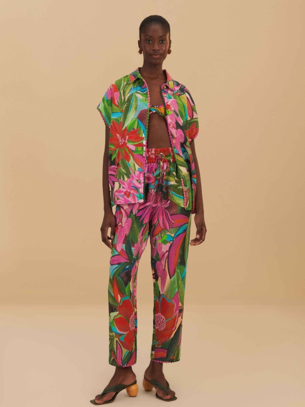 FARM Rio Jardin De Reve Shirt Size XS NWT Tropical Linen Multicolor - Picture 15 of 16